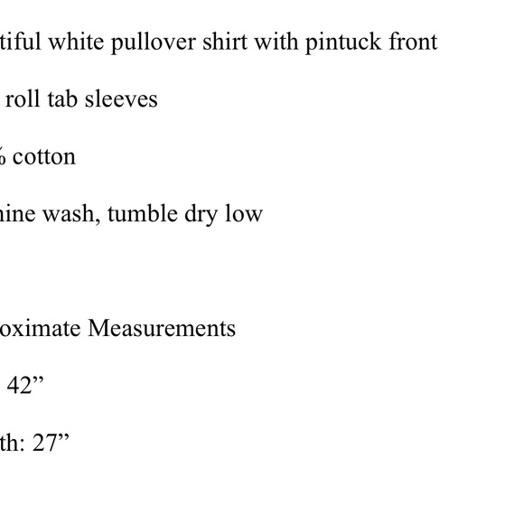 Talbots Shirt Size Medium Pullover Roll Tab Sleeve Floral Pintucks 100% Cotton - Picture 9 of 9